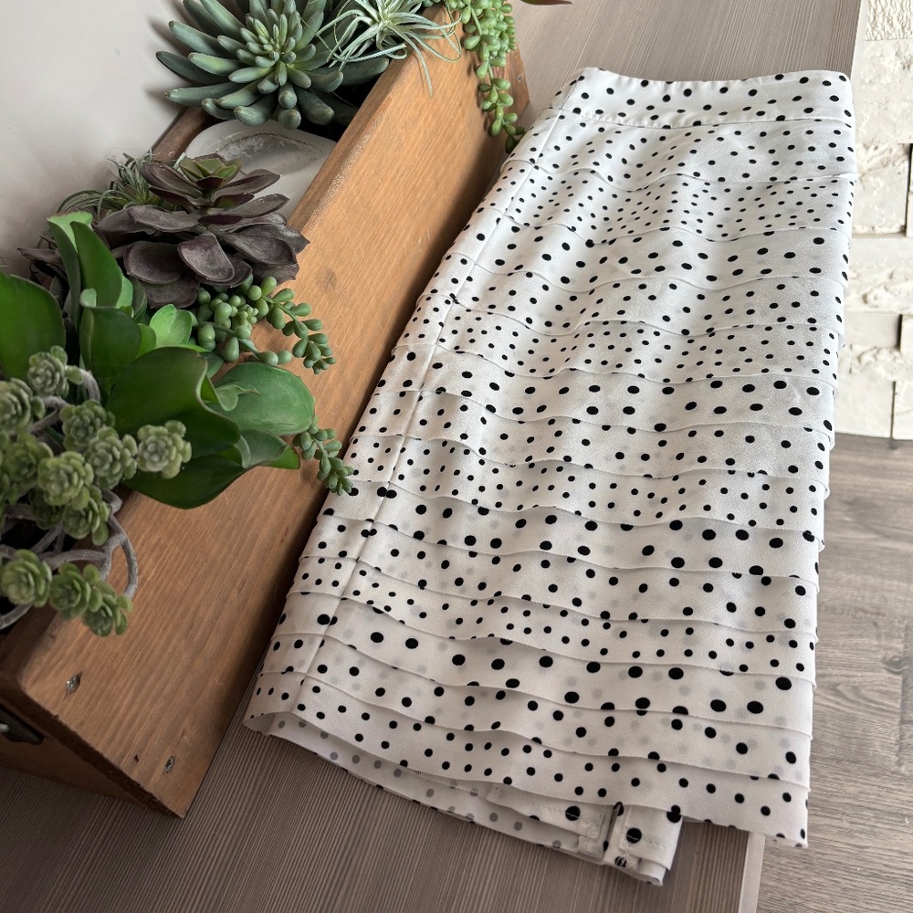 Polka Dot Soft Tiered Skirt White w/Black Dots